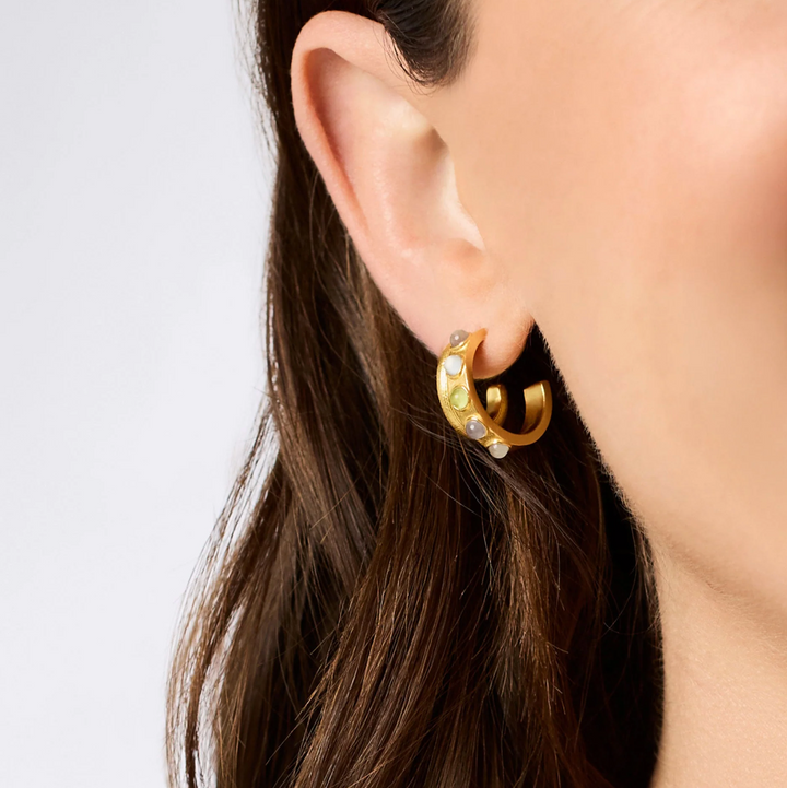 Cobblestone Double Hoop - Multi Stone Cat's Eye