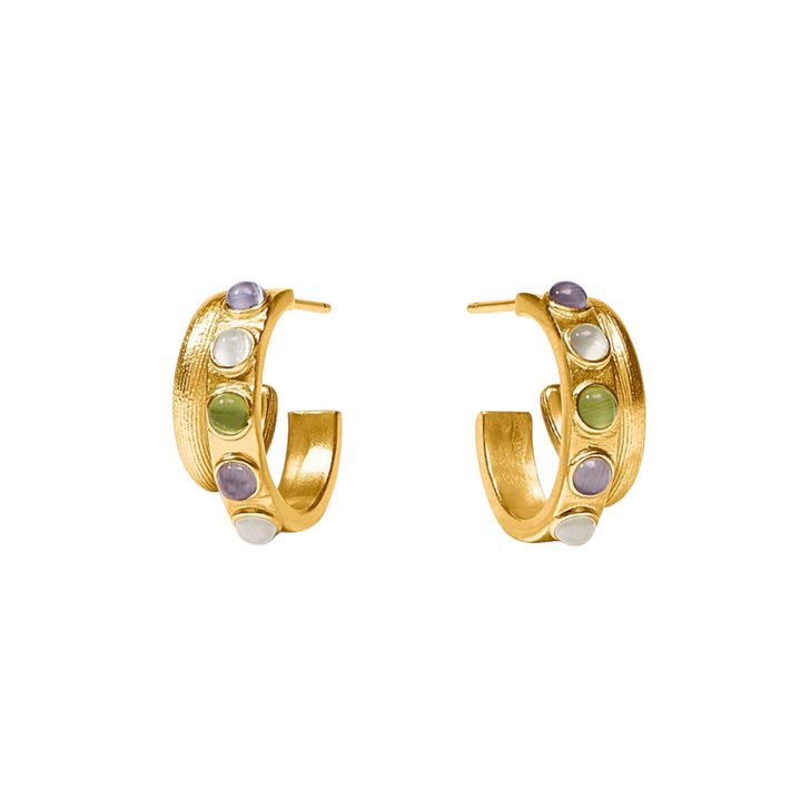 Cobblestone Double Hoop - Multi Stone Cat's Eye