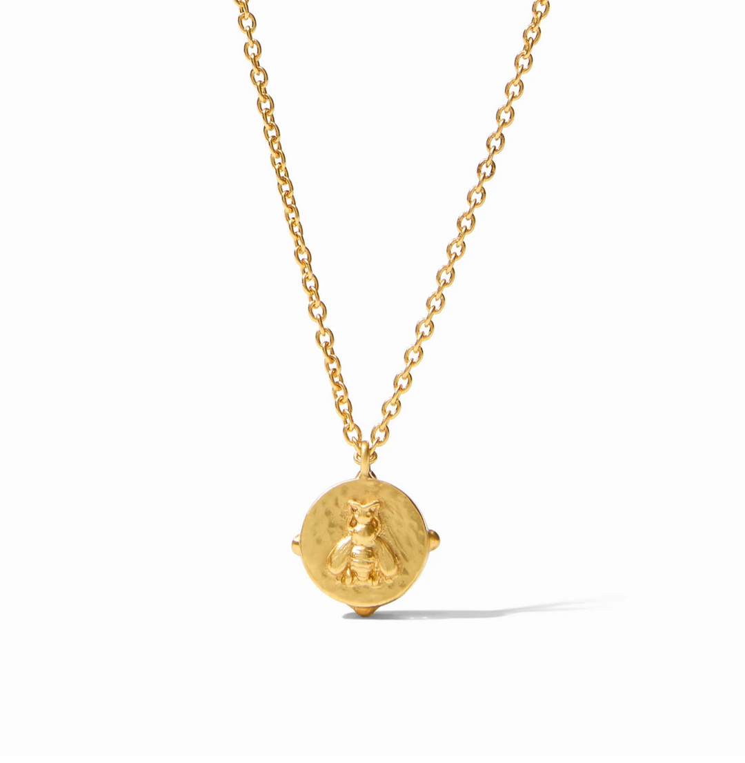 Honeybee Solitaire Necklace - Iridescent Ruby Red