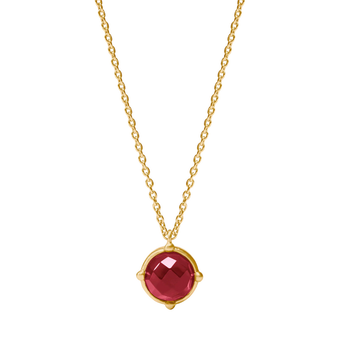 Honeybee Solitaire Necklace - Iridescent Ruby Red
