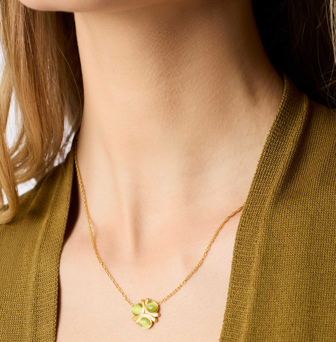 Cobblestone Delicate Necklace - Blue Cat's Eye