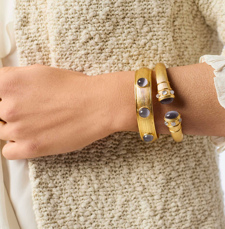 Cobblestone Demi Cuff - Green Cat's Eye