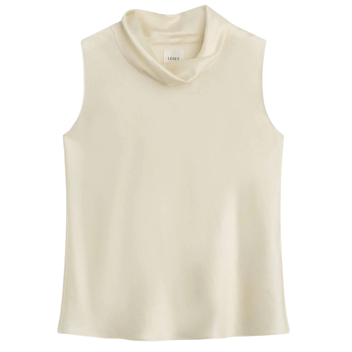 Barb Sleeveless Cowl Neck - Creme