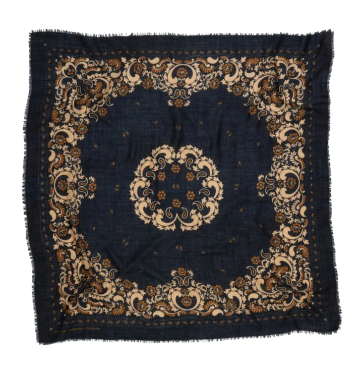 Scarf - Flowers Navy