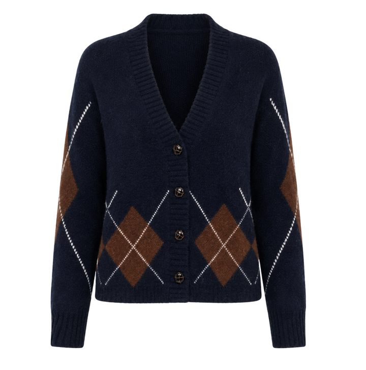 Argyle Cardigan - Midnight