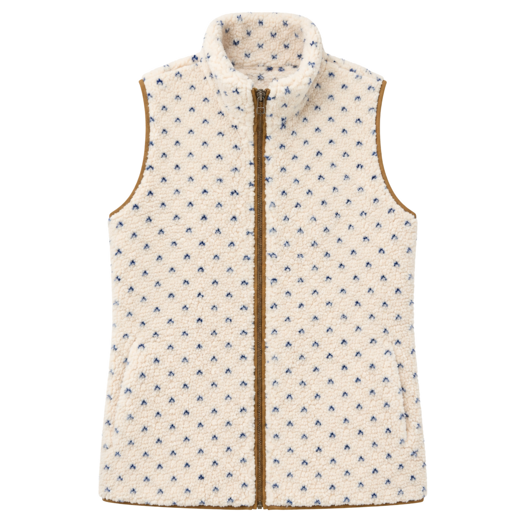 Sherpa Vest - Ivory/Blue