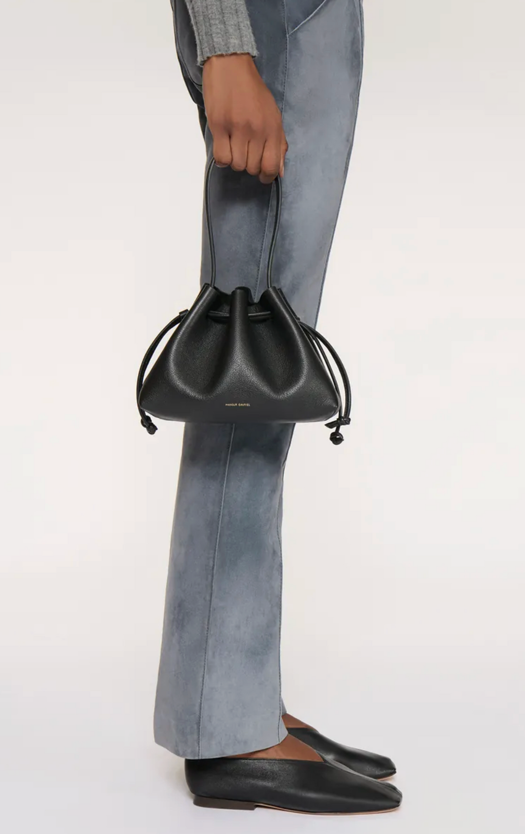 Drawstring Pouchette- Black