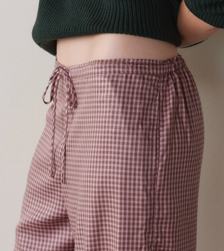 Tencel Plaid Pant - Roz/Espresso