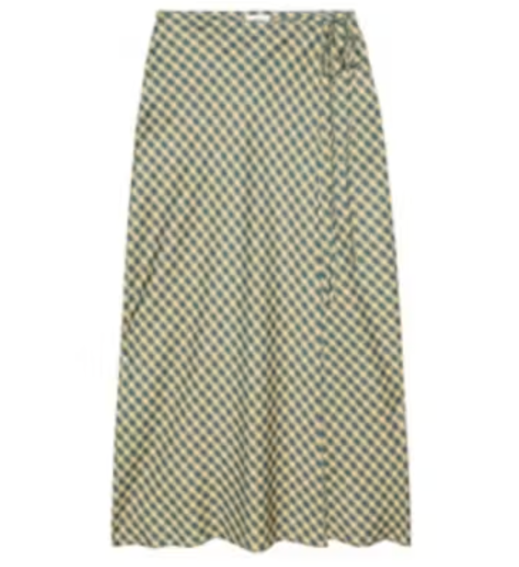 Tencel Plaid Skirt - Lake/Butter