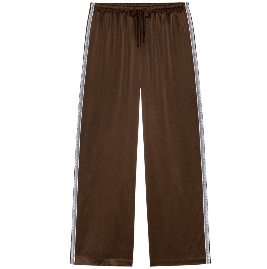 Silk Lace Stripe Pant - Espresso