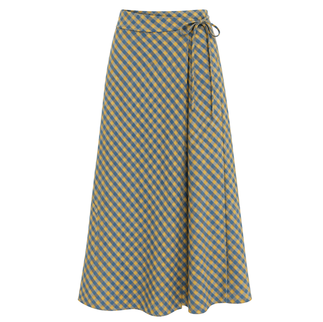 Tencel Plaid Skirt - Lake/Butter