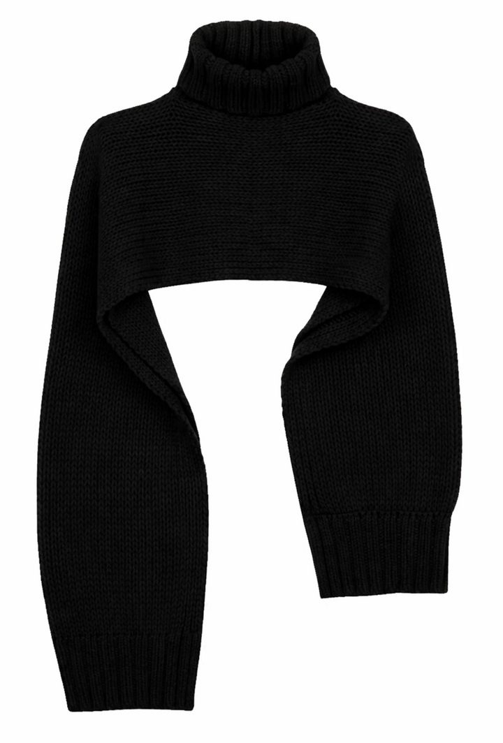 Medea Turtleneck Cape - Black