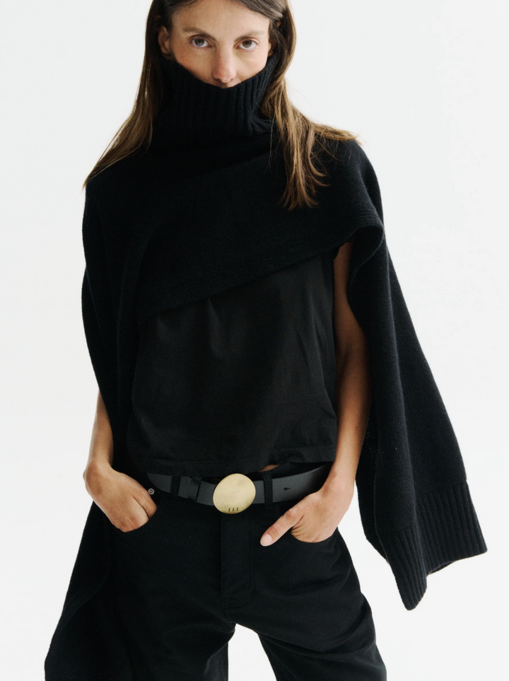 Medea Turtleneck Cape - Black