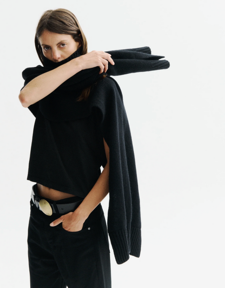 Medea Turtleneck Cape - Black