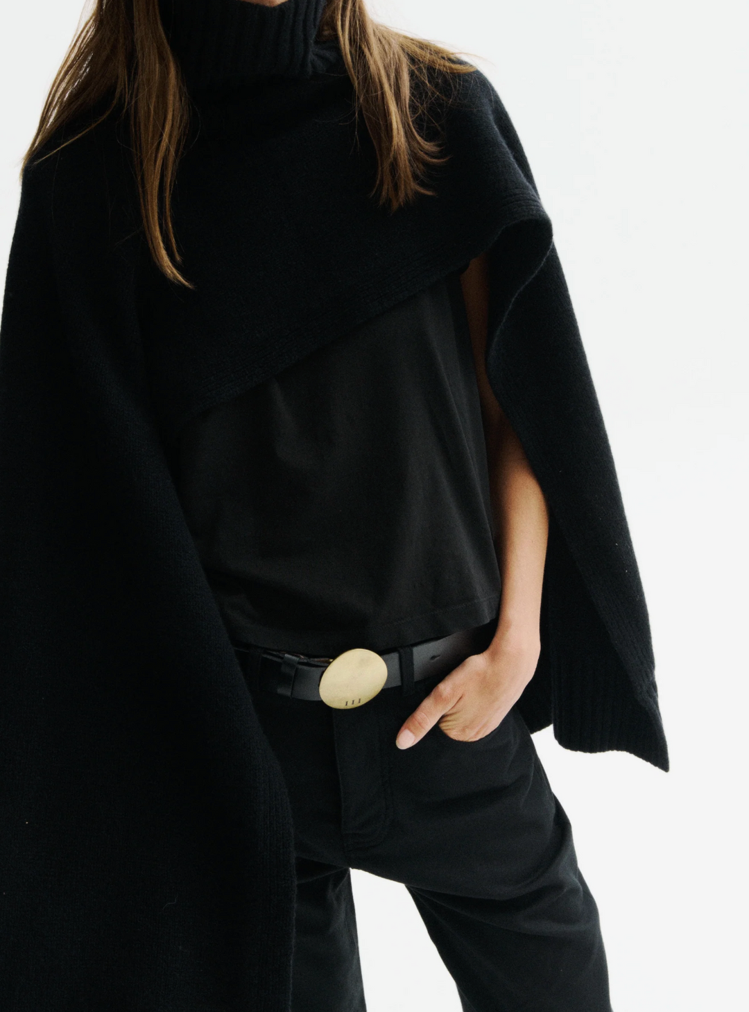 Medea Turtleneck Cape - Black