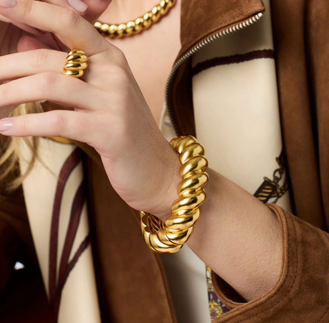 Ravello Statement Hinge Bangle - Gold