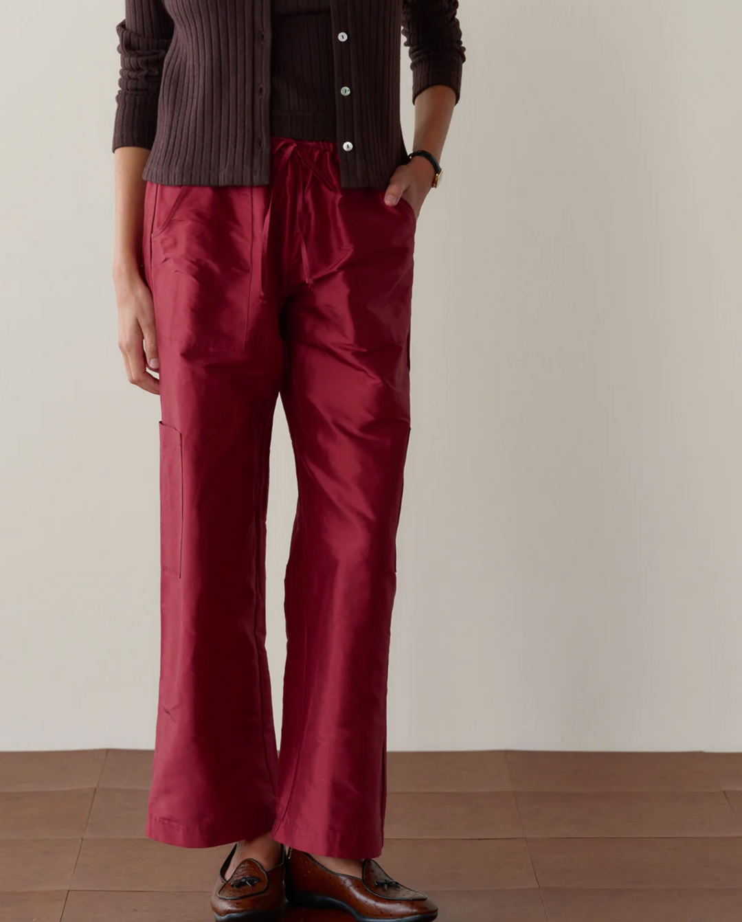 Taffeta Cargo Pant - Oxblood