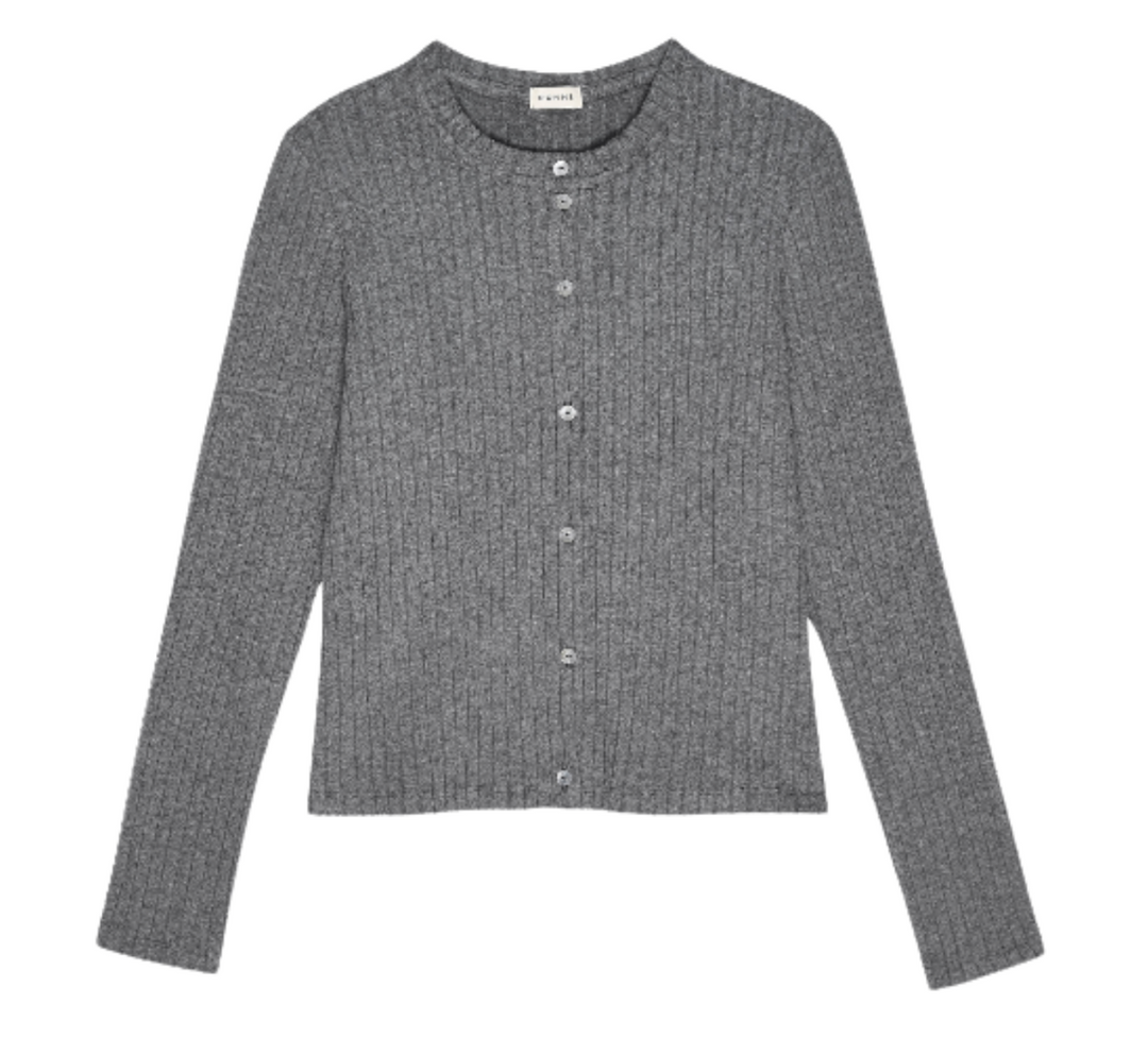 Sweater Rib Cardi - Charcoal Grey