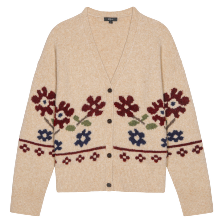 Saffron Cardigan - Oat Floral
