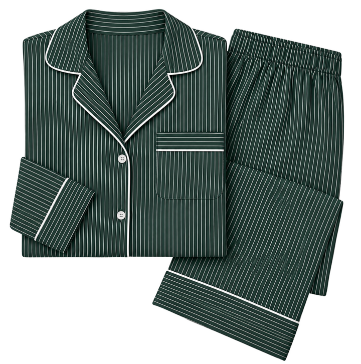 Gisele Long PJ Set - Pine/Ivory