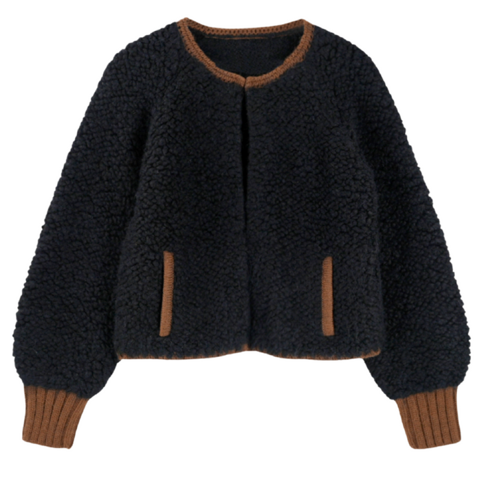 Fargo Knit Jacket- Black/Caramel