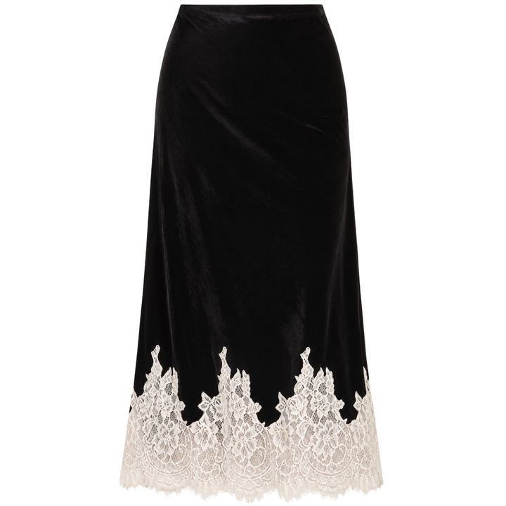 Georgiana Velvet Midi Skirt - Black
