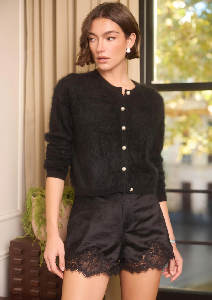 Benning Pearl Cashmere Cardigan - Black