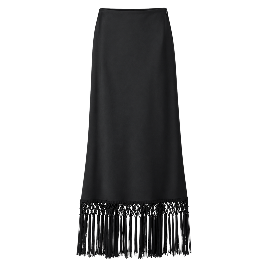 Brittlee Fringe Skirt - Black