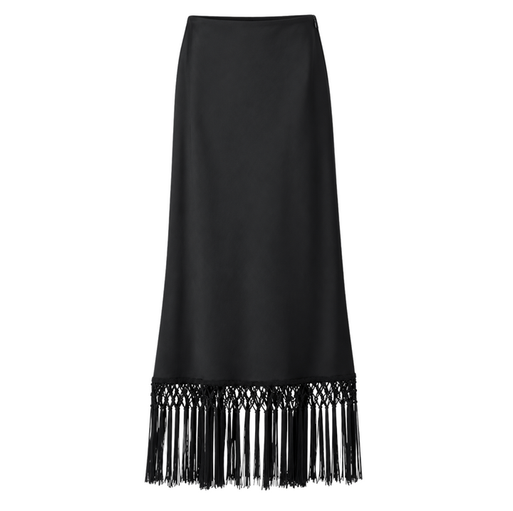 Brittlee Fringe Skirt - Black