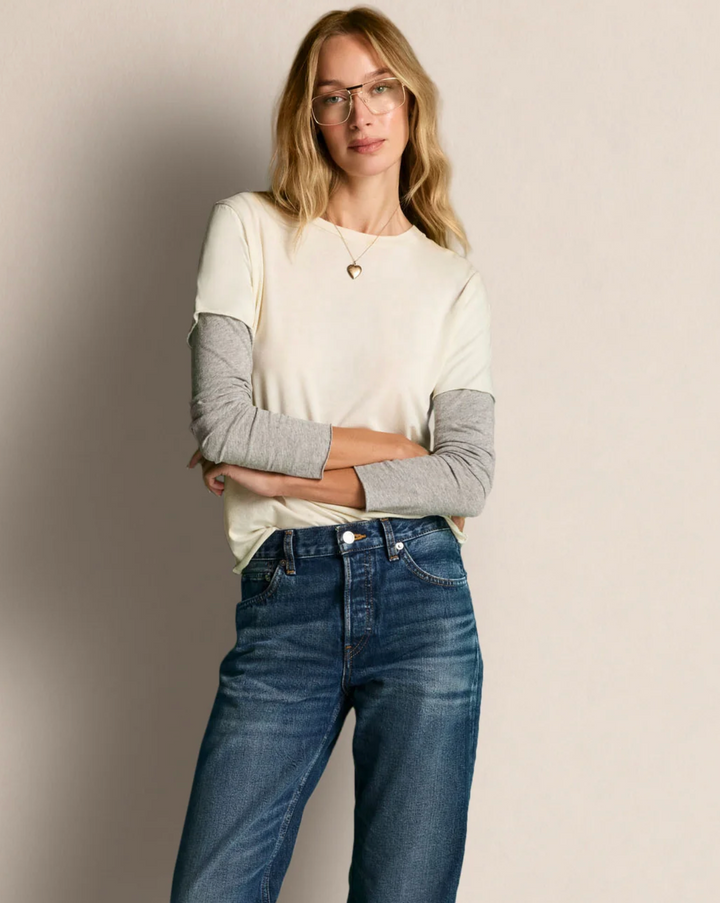 Virginia Long Sleeve - Parchment/Grey