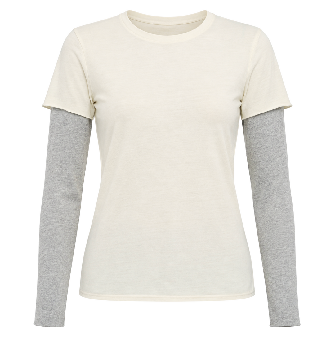 Virginia Long Sleeve - Parchment/Grey
