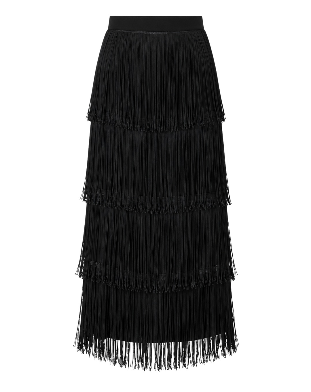Fringe Maxi Skirt - Black