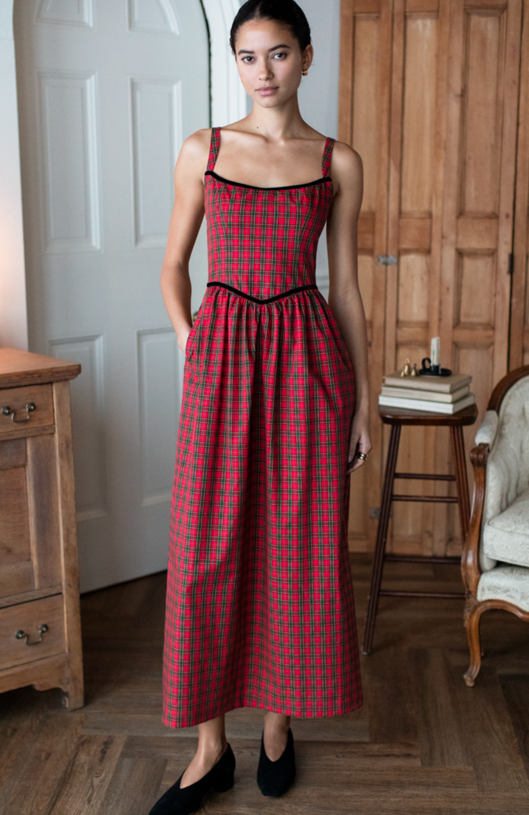 Jour Basque Dress - Vivienne Plaid