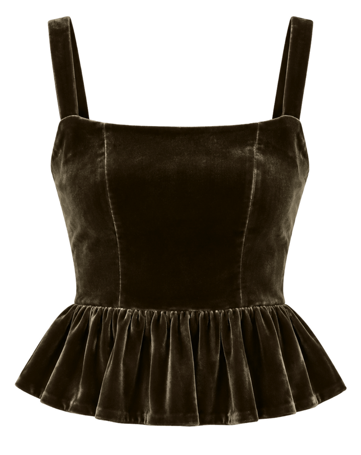 Jour Peplum Top - Bark Silk Velvet