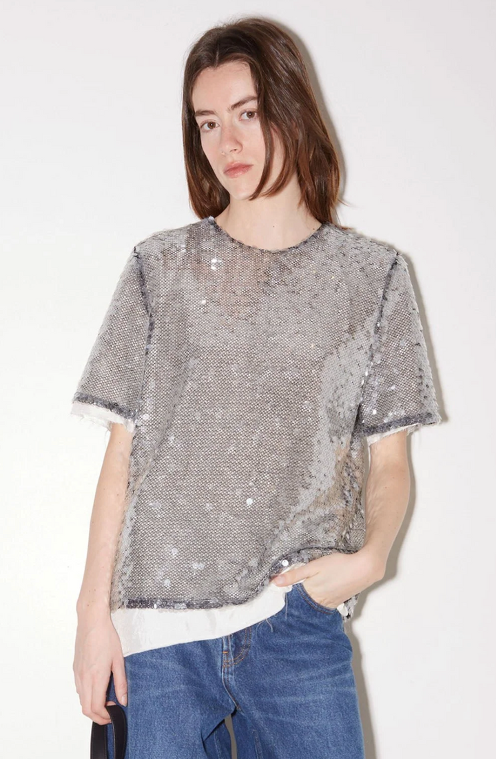 Martial Sequin T-Shirt - Silver