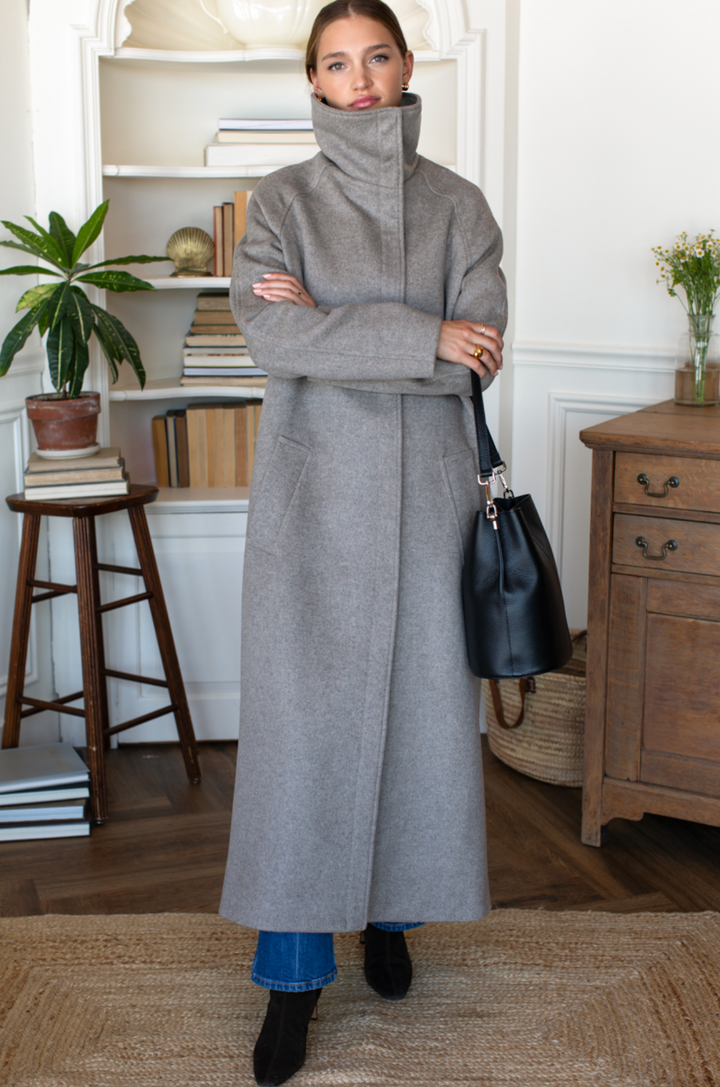 Funnel Neck Maxi Coat - Winter Twig