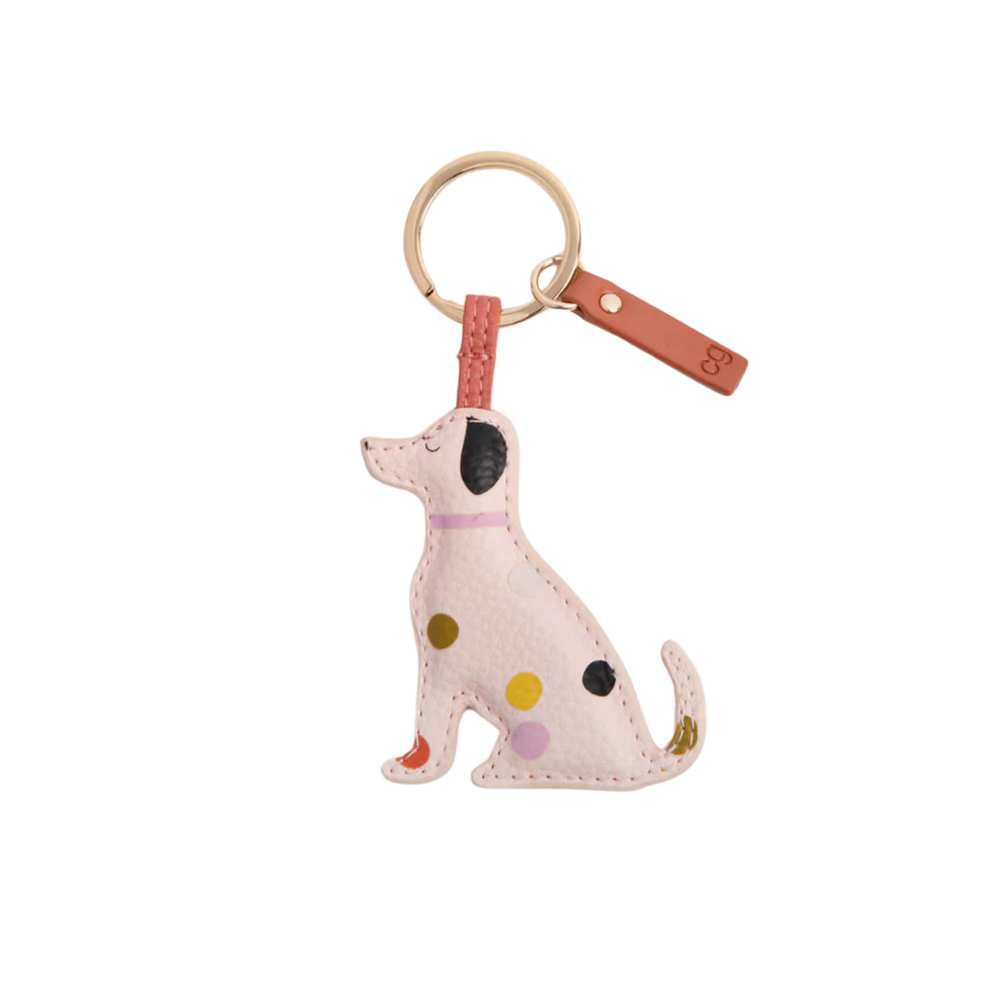 Pink Dotty Labrador Dog Keyring