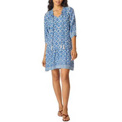 Stevie Dress - Fleur-de-lis-Blue