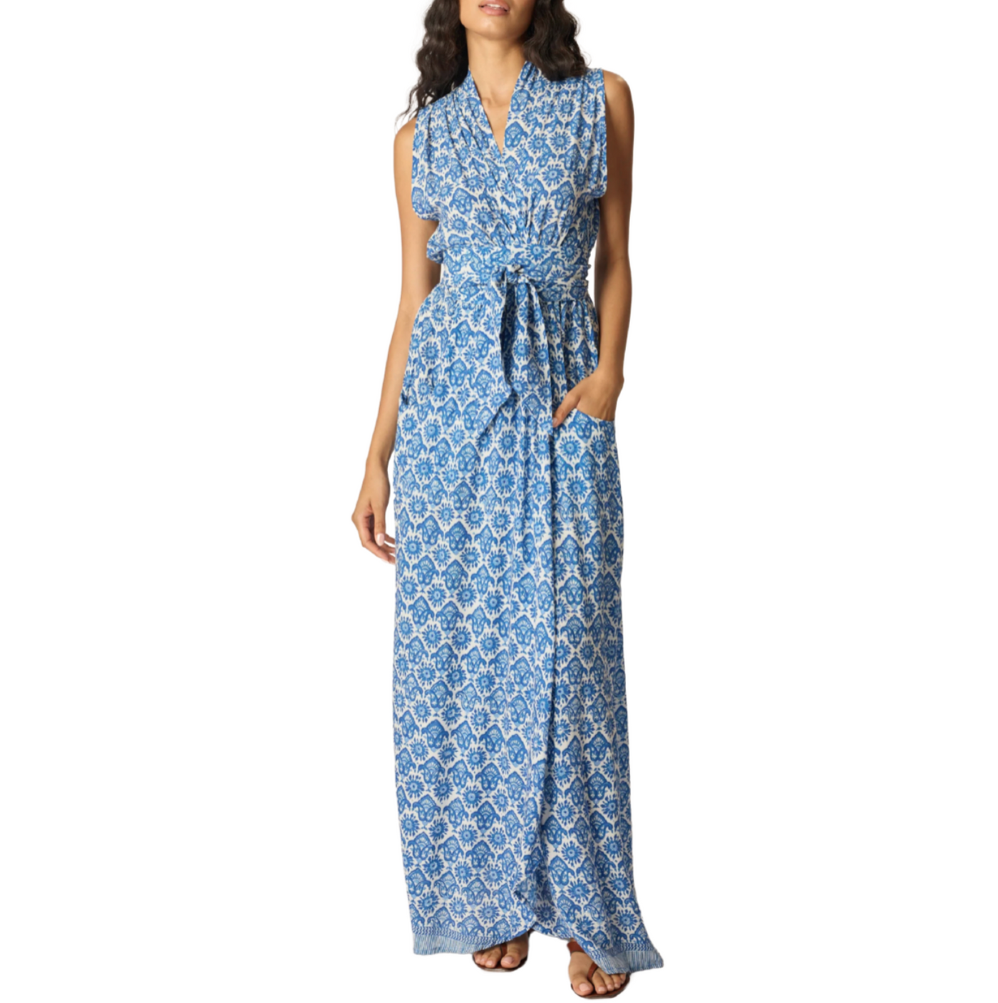 Nico Sleeveless Maxi - Fleur-de-lis-Blue