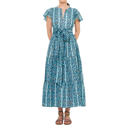Flirty V-Neck Maxi - Goa Blue