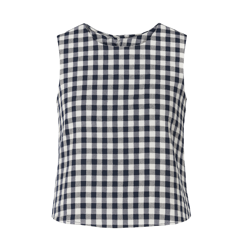 Studio Boxy Top - Black + White Check