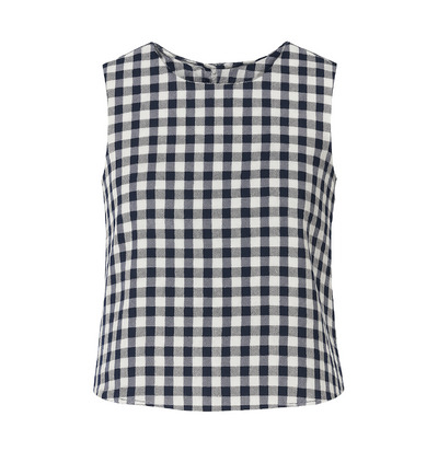 Studio Boxy Top - Black + White Check