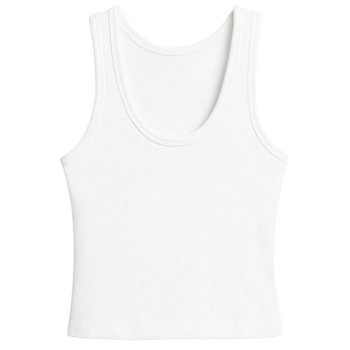 Blondie Structured Rib Bra Friendly Tank - White
