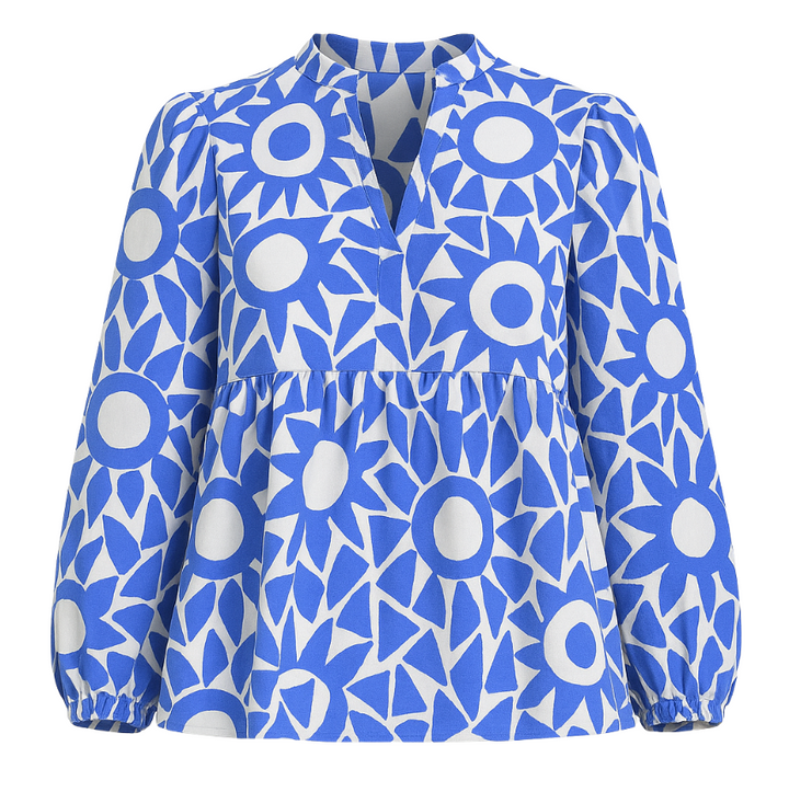 Mandarin Balloon Top - Eclipse Blue