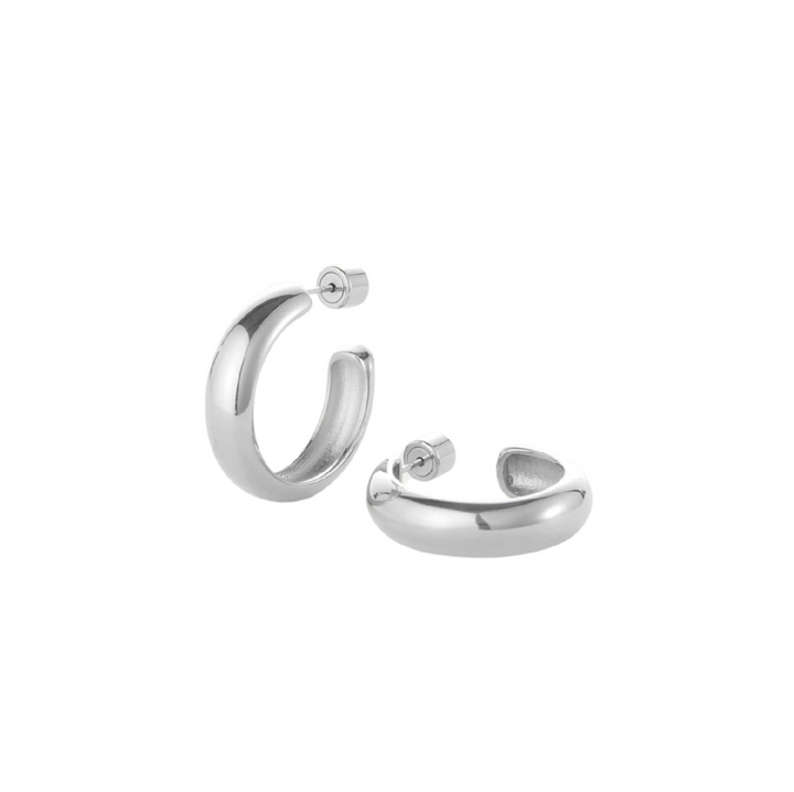 Staple Hoop Earrings - Medium - Platinum
