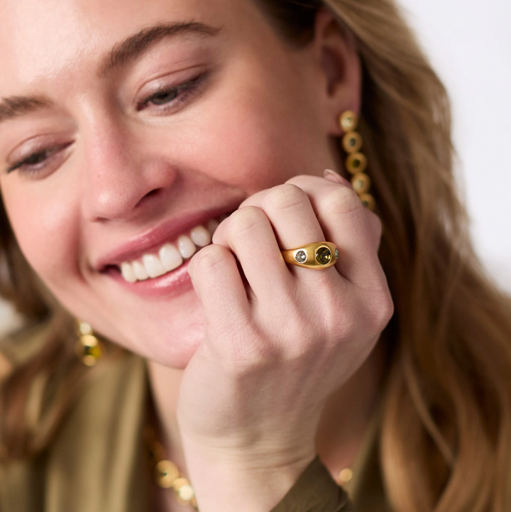 Rainbow Signet Ring - Shades of Jade