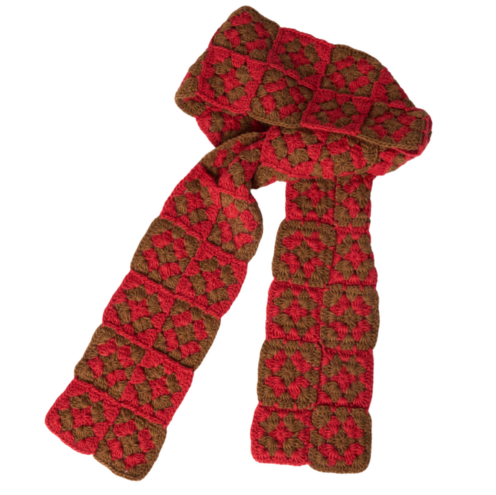 La Paz Crochet Scarf - Red/Brown