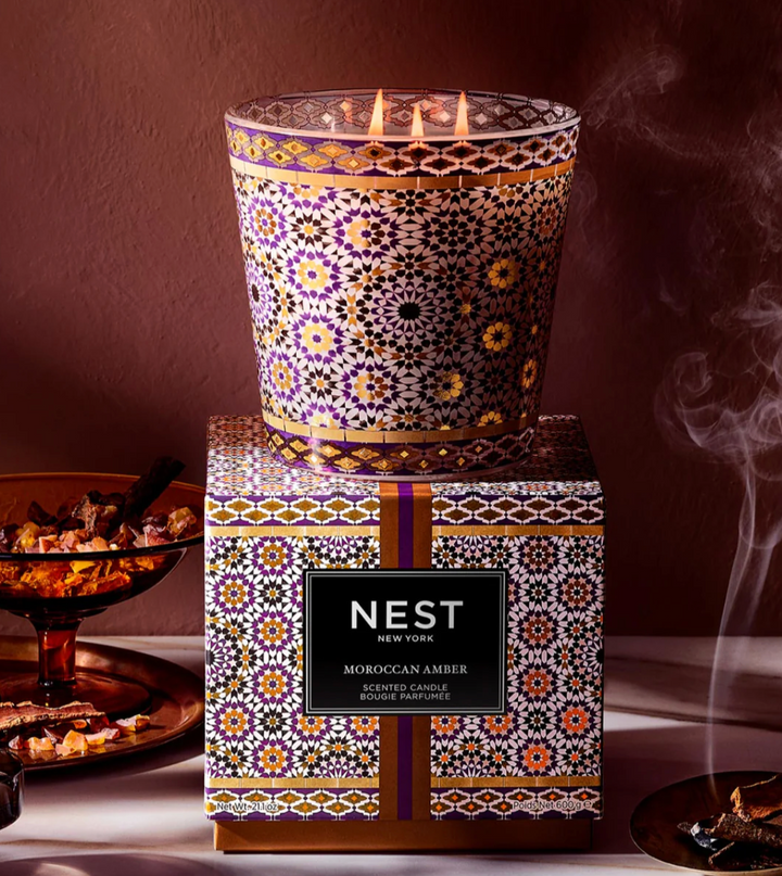 Decorative Moroccan Amber 3-Wick Candle