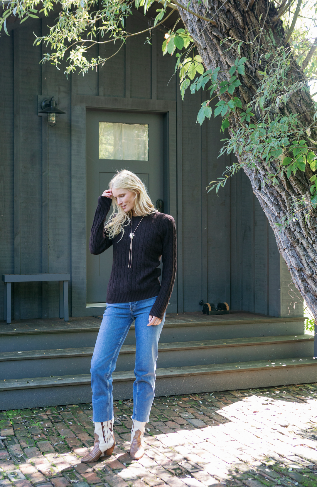 Stewart Cashmere Cable- Americano