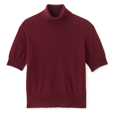 Belle Short Sleeve Turtleneck - Wine